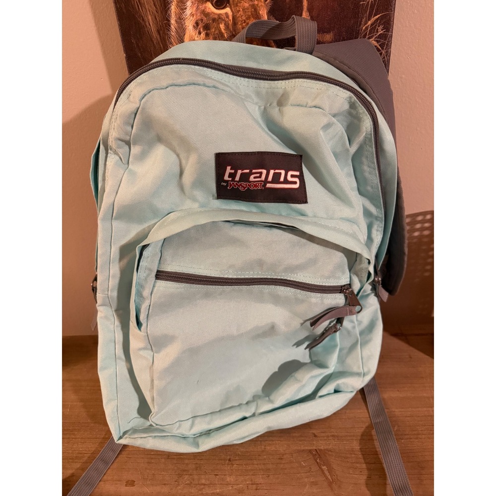 Trans by JanSport Backpack Mint Green Aqua Blue‎ Grey Trim School Travel Bag